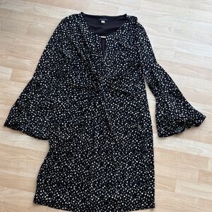 Tommy Hilfiger Black and Cream Long Sleeve Dress